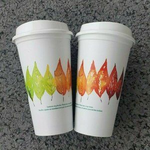 NEW Starbucks Fall Lot of 2 Leaves Reusable Cups